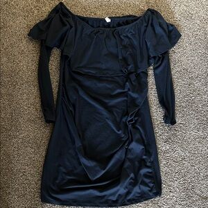 Pinkblush Maternity Navy Off-Shoulder Long Sleeve Dress